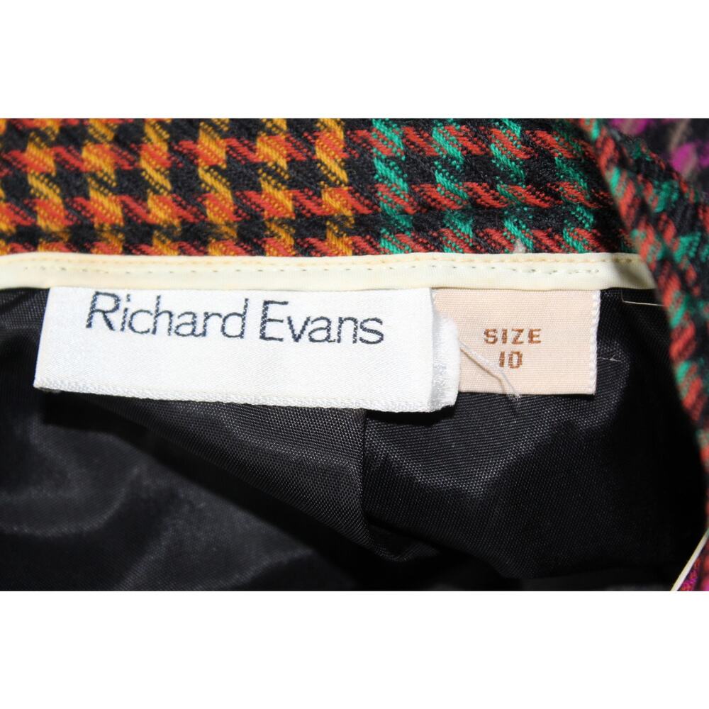 Vintage Richard Evans 100% Wool Skirt Colorful Haundstooth Check Academia Sz 10 - Picture 8 of 12